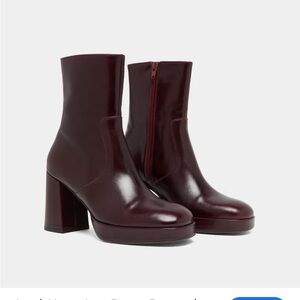 SHEIN liquid gloss cherry plum tall block healed boots size 8 new